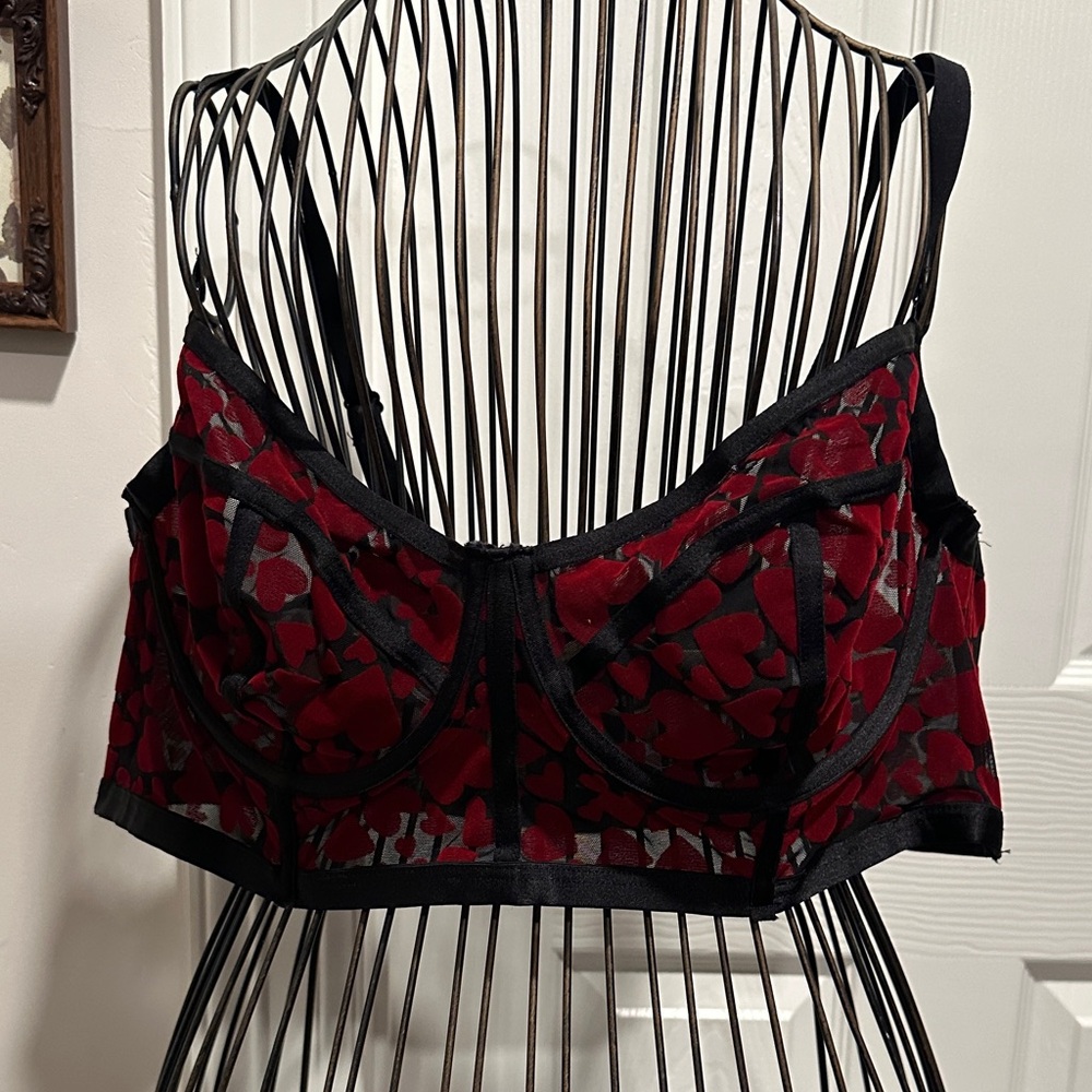 Chic Black and Red Lace Bra